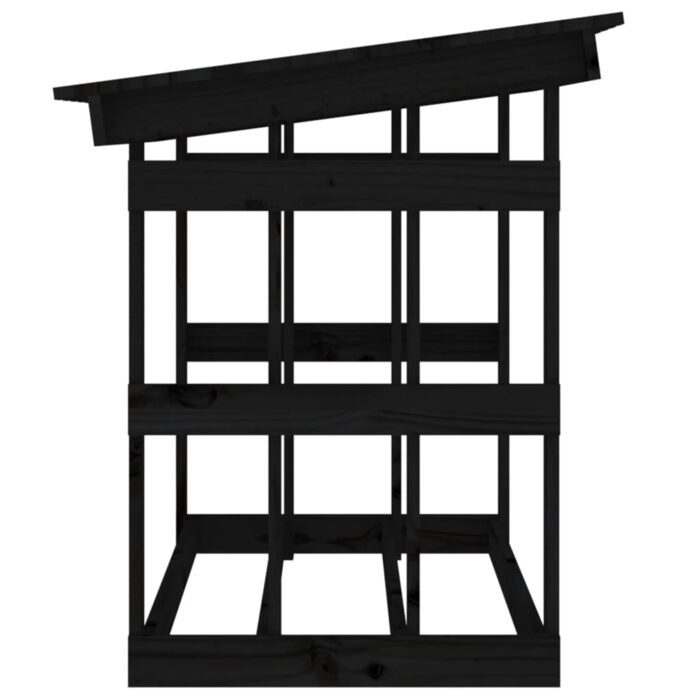 Support pour bois de chauffage Noir 108x64,5x77 cm Bois de pin – Image 4