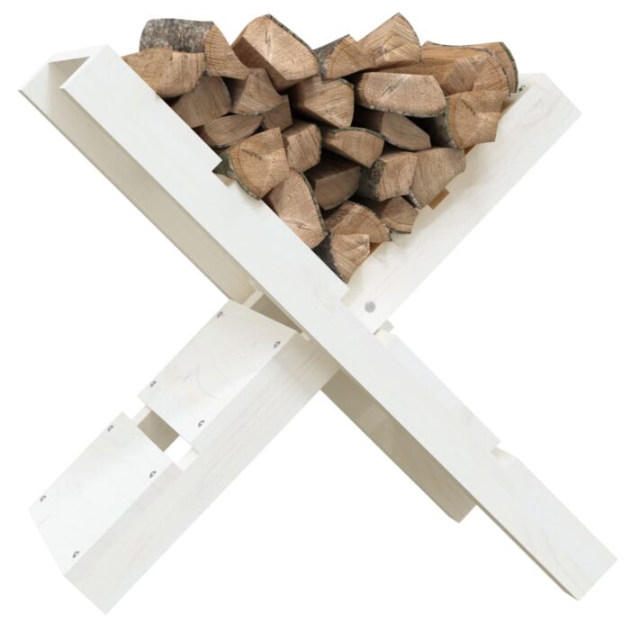 Porte-bûches Blanc 47x39,5x48 cm Bois massif de pin – Image 2