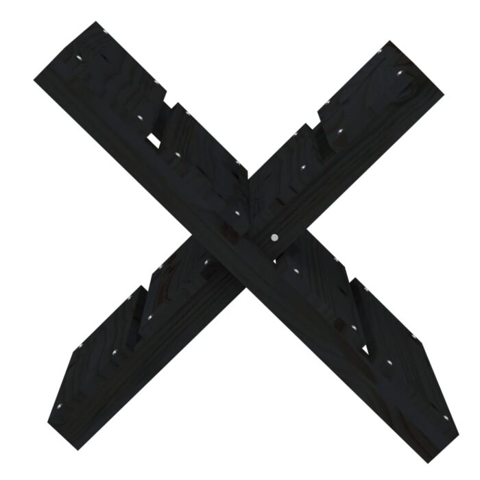 Porte-bûches Noir 47x39,5x48 cm Bois massif de pin – Image 3
