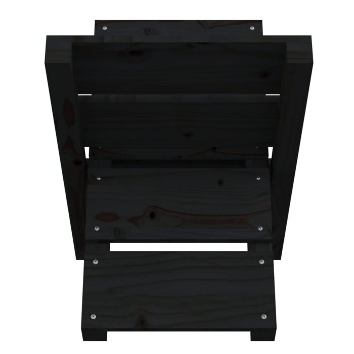 Porte-bûches Noir 47x39,5x48 cm Bois massif de pin – Image 4
