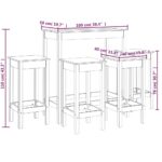 Ensemble de bar 5 pcs Noir Bois de pin massif – Image 9