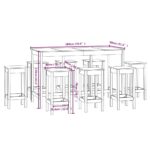 Ensemble de bar 9 pcs Blanc Bois de pin massif – Image 7