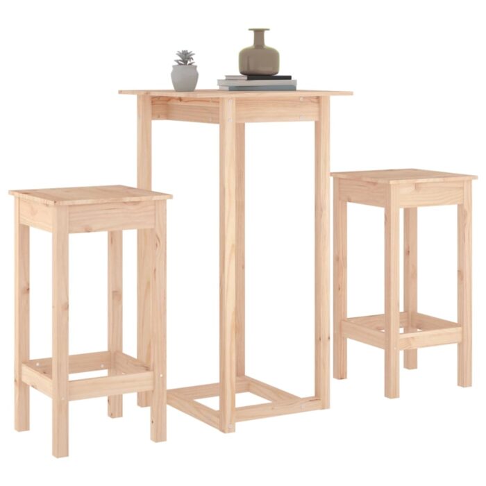 Ensemble de bar 3 pcs Bois de pin massif – Image 2