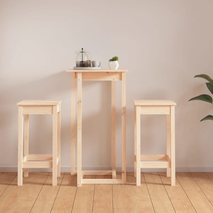 Ensemble de bar 3 pcs Bois de pin massif – Image 1