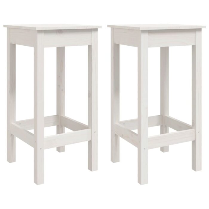 Ensemble de bar 3 pcs Blanc Bois de pin massif – Image 3