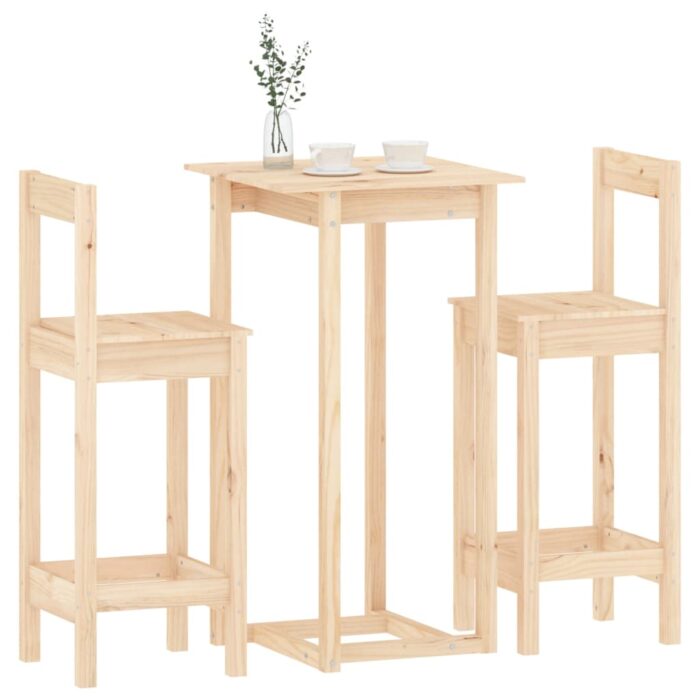 Ensemble de bar 3 pcs Bois de pin massif – Image 2