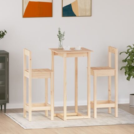 Ensemble de bar 3 pcs Bois de pin massif
