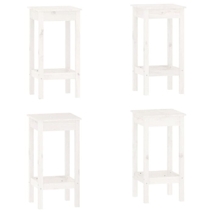 Ensemble de bar 5 pcs Blanc Bois de pin massif – Image 3