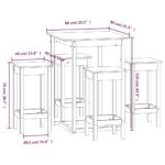 Ensemble de bar 5 pcs Blanc Bois de pin massif – Image 7