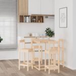 Ensemble de bar 5 pcs Bois de pin massif – Image 4