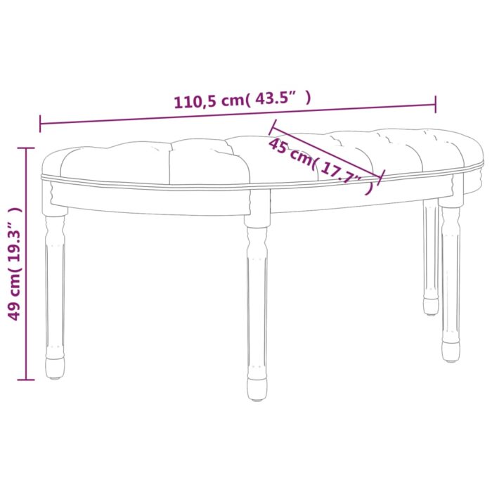 Banc Gris foncé 110,5x45x49 cm Velours – Image 6