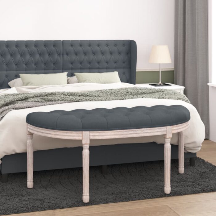 Banc Gris foncé 110,5x45x49 cm Velours – Image 1