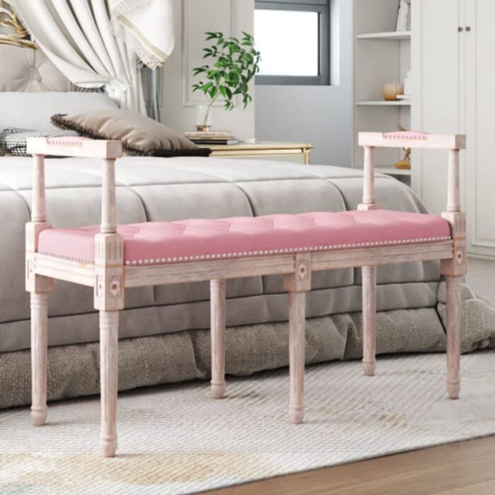 Banc Rose 110x40x70 cm Velours – Image 1