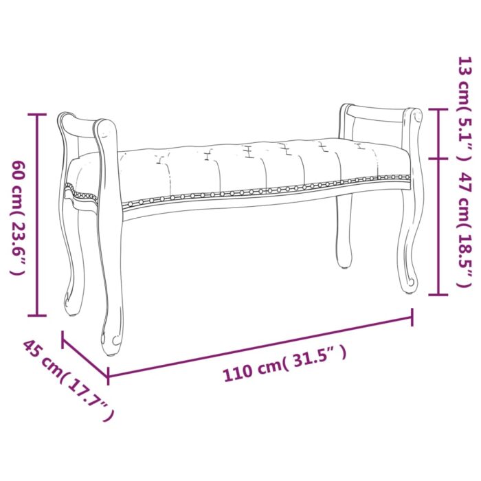 Banc Rose 110x45x60 cm Velours – Image 5