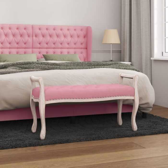 Banc Rose 110x45x60 cm Velours – Image 1