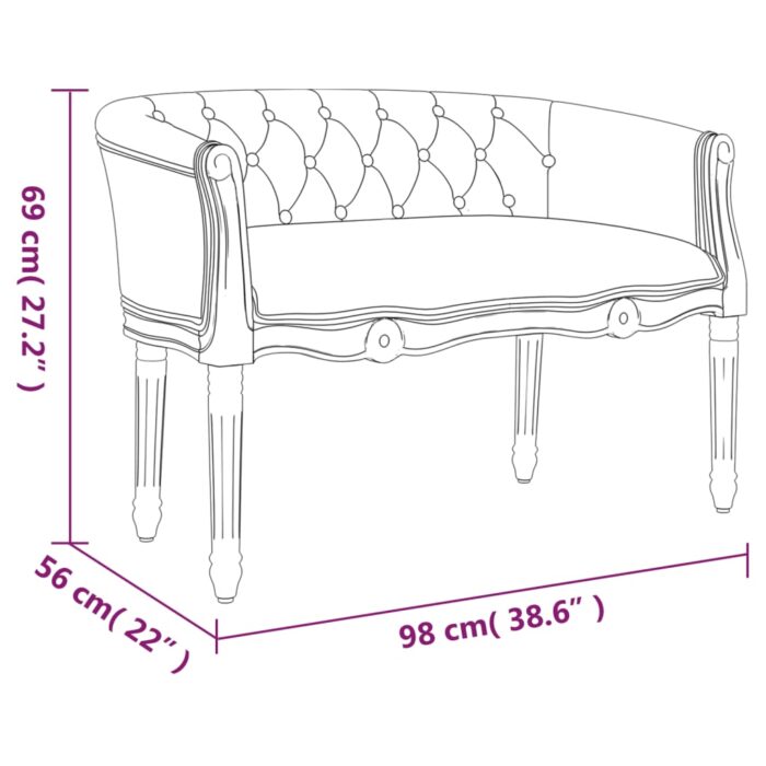 Banc Gris foncé 98x56x69 cm Velours – Image 6
