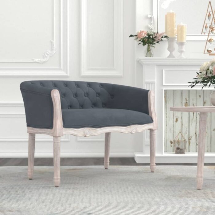 Banc Gris foncé 98x56x69 cm Velours – Image 1