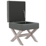 Tabouret de rangement Gris foncé 45x45x49 cm Tissu – Image 2