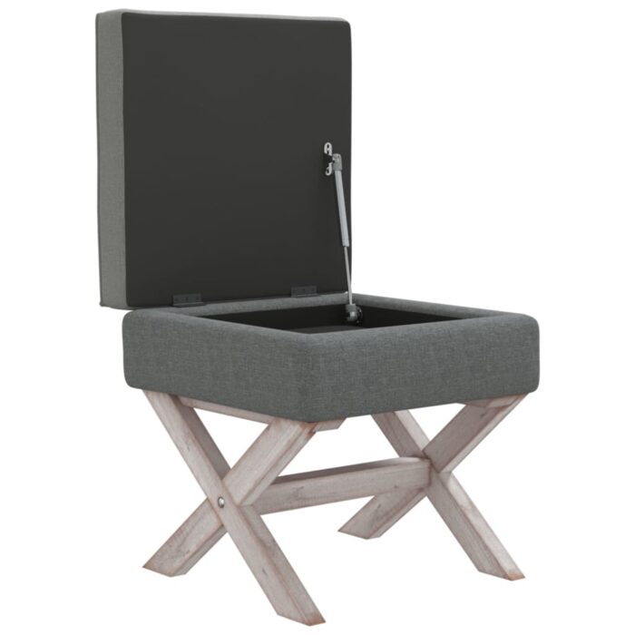Tabouret de rangement Gris foncé 45x45x49 cm Tissu – Image 2