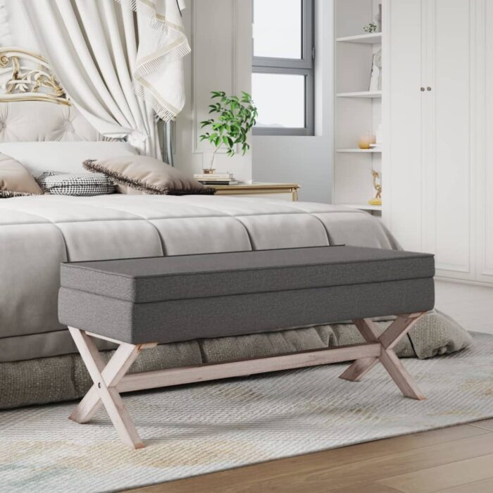 Tabouret de rangement Gris foncé 110x45x49 cm Tissu – Image 1