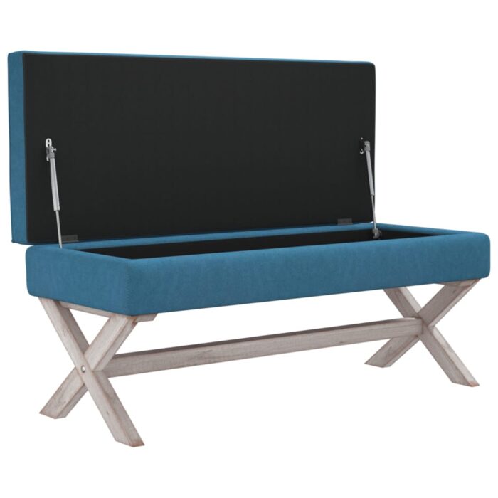 Tabouret de rangement Bleu 110x45x49 cm Velours – Image 2