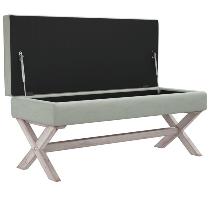 Tabouret de rangement Gris clair 110x45x49 cm Velours – Image 2