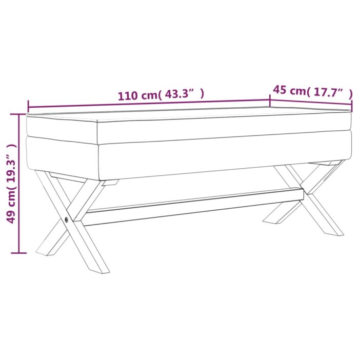 Tabouret de rangement Gris clair 110x45x49 cm Velours – Image 5