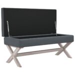 Tabouret de rangement Gris foncé 110x45x49 cm Velours – Image 2