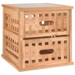 Tables de chevet 2 pcs 34x34x34 cm Bois massif de noyer – Image 2