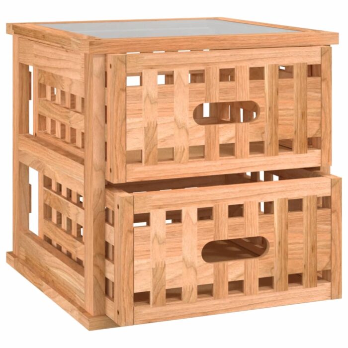 Tables de chevet 2 pcs 34x34x34 cm Bois massif de noyer – Image 3