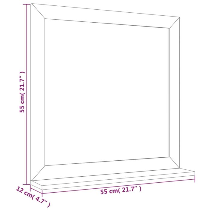 Miroir mural 55x55 cm Bois massif de noyer – Image 5