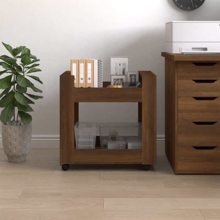 Chariot de bureau Chêne marron 60x45x60 cm Bois d'ingénierie – Image 2