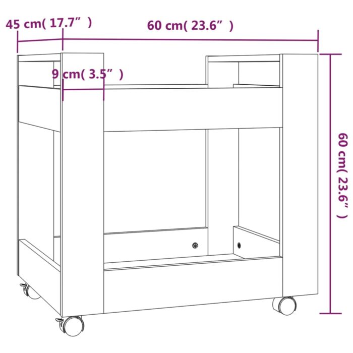 Chariot de bureau Chêne marron 60x45x60 cm Bois d'ingénierie – Image 6
