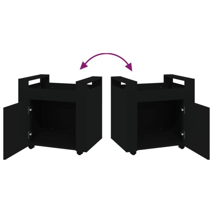 Chariot de bureau Noir 60x45x60 cm Bois d'ingénierie – Image 7