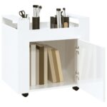 Chariot de bureau Blanc brillant 60x45x60 cm Bois d'ingénierie – Image 3