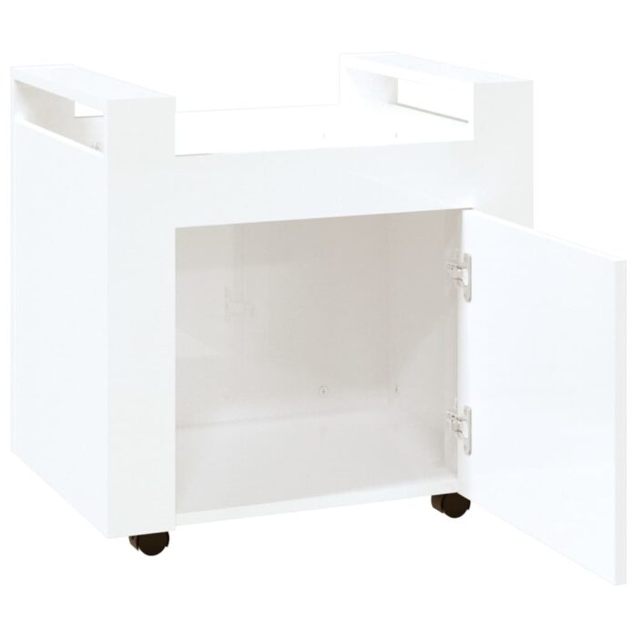 Chariot de bureau Blanc brillant 60x45x60 cm Bois d'ingénierie – Image 5