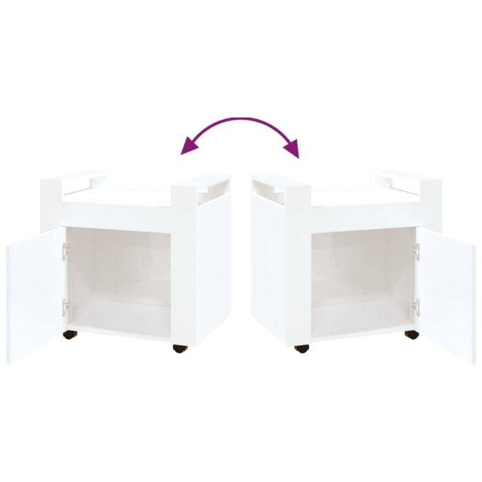 Chariot de bureau Blanc brillant 60x45x60 cm Bois d'ingénierie – Image 7