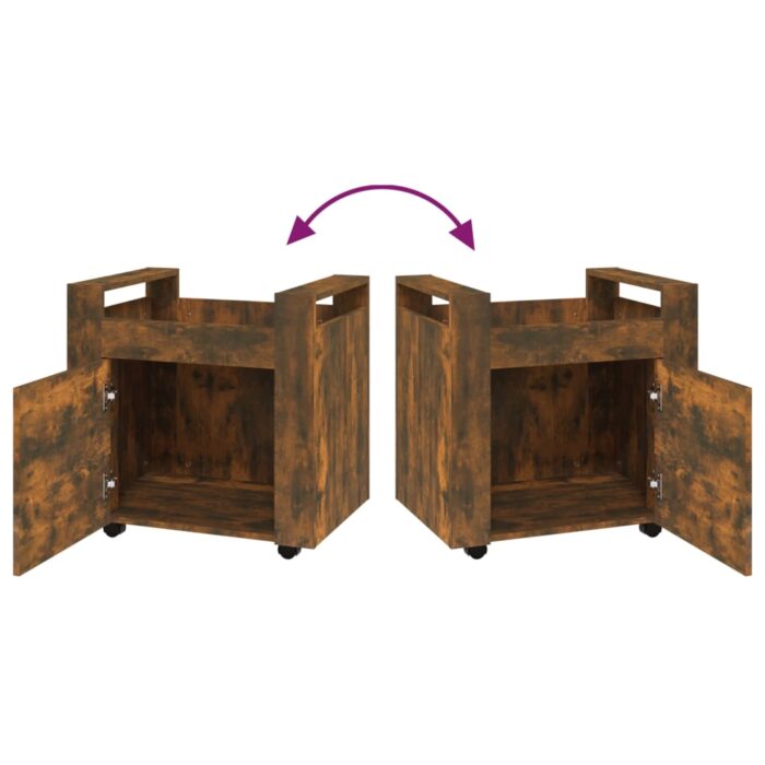 Chariot de bureau Chêne fumé 60x45x60 cm Bois d'ingénierie – Image 7