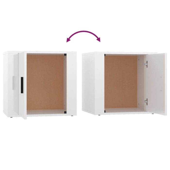 Tables de chevet 2 pcs Blanc brillant 50x39x47 cm – Image 7
