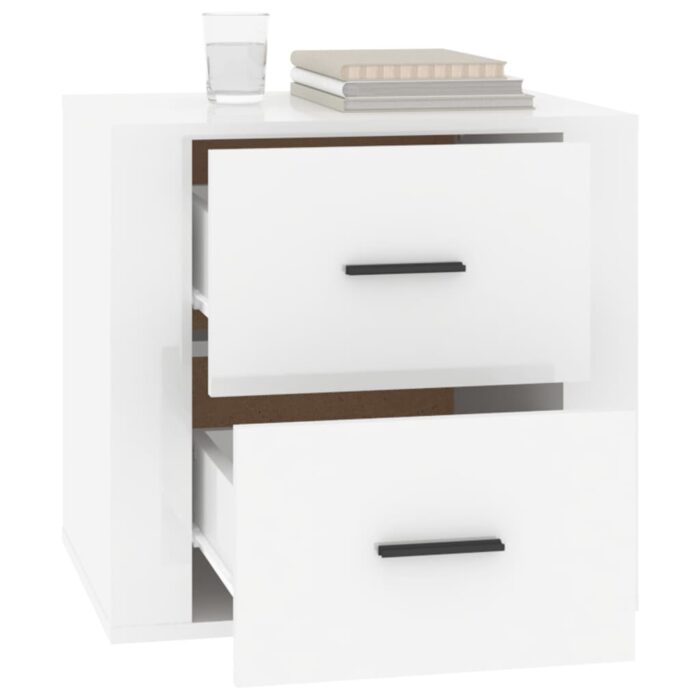 Table de chevet Blanc brillant 50x39x47 cm – Image 3
