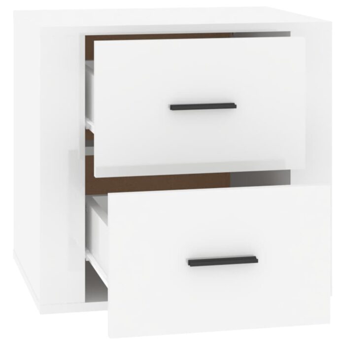 Table de chevet Blanc brillant 50x39x47 cm – Image 6