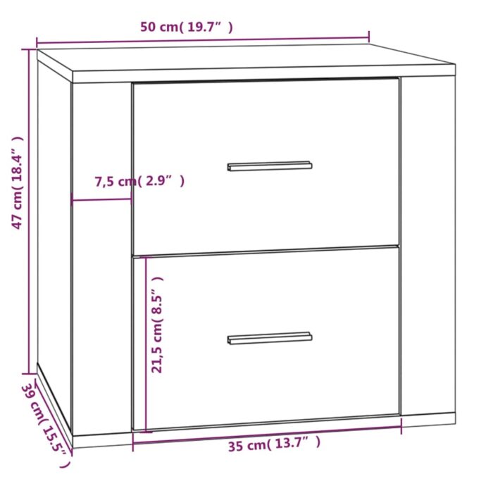 Table de chevet Blanc brillant 50x39x47 cm – Image 8