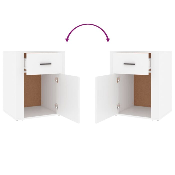 Table de chevet Blanc 50x36x60 cm Bois d'ingénierie – Image 7