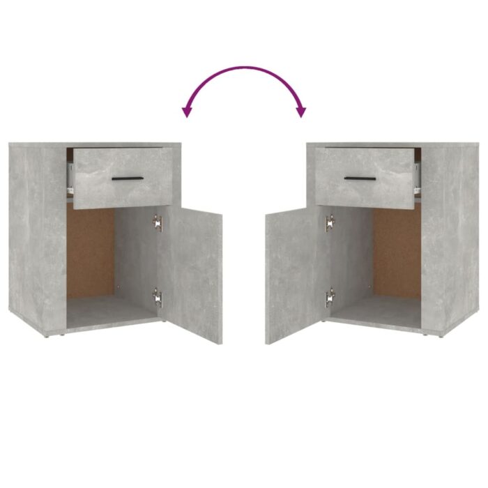 Table de chevet Gris béton 50x36x60 cm Bois d'ingénierie – Image 7