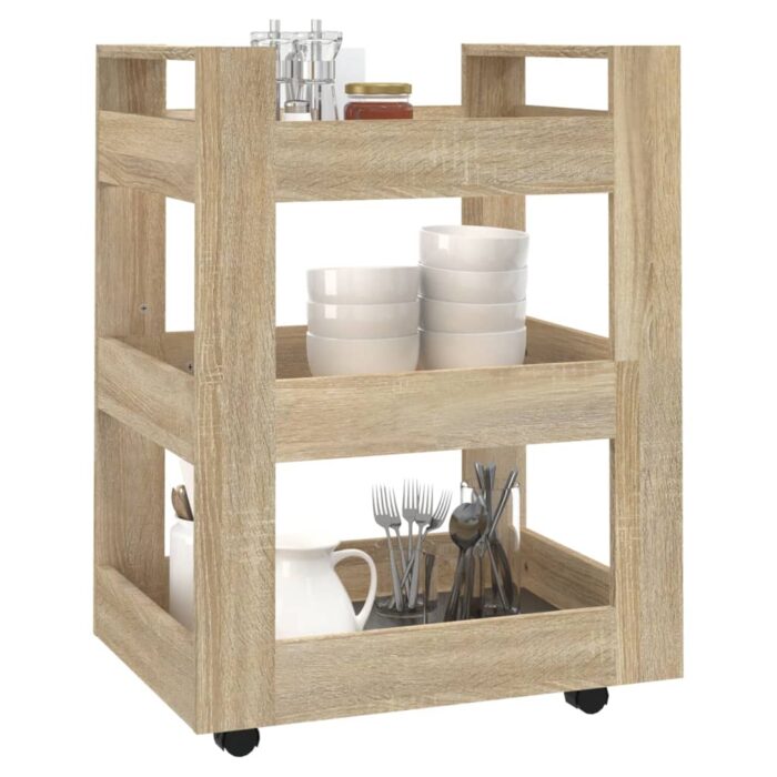 Chariot de cuisine Chêne sonoma 60x45x80 cm Bois d'ingénierie – Image 2