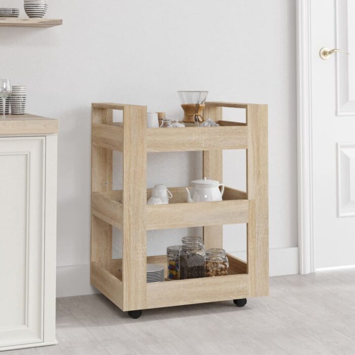Chariot de cuisine Chêne sonoma 60x45x80 cm Bois d'ingénierie – Image 1