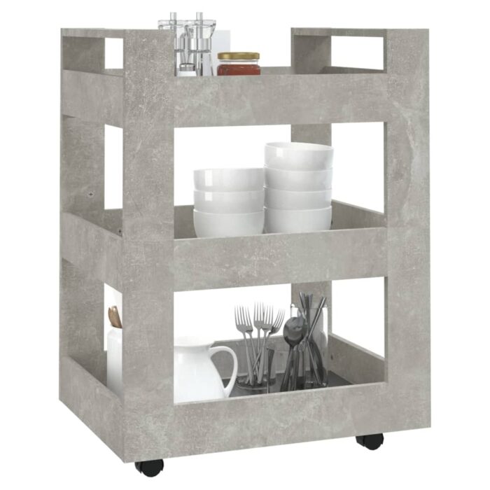 Chariot de cuisine Gris béton 60x45x80 cm Bois d'ingénierie – Image 2