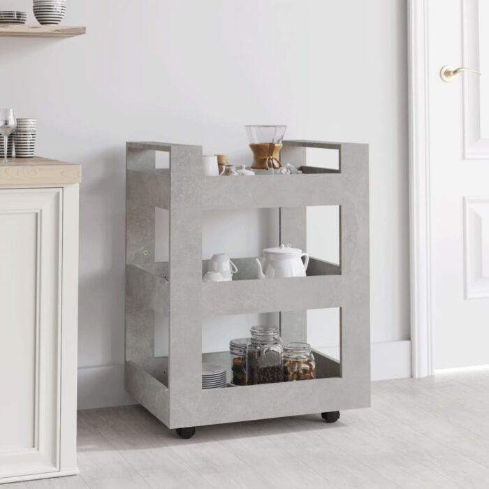 Chariot de cuisine Gris béton 60x45x80 cm Bois d'ingénierie – Image 1