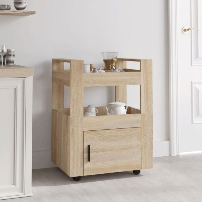 Chariot de cuisine Chêne sonoma 60x45x80 cm Bois d'ingénierie – Image 1