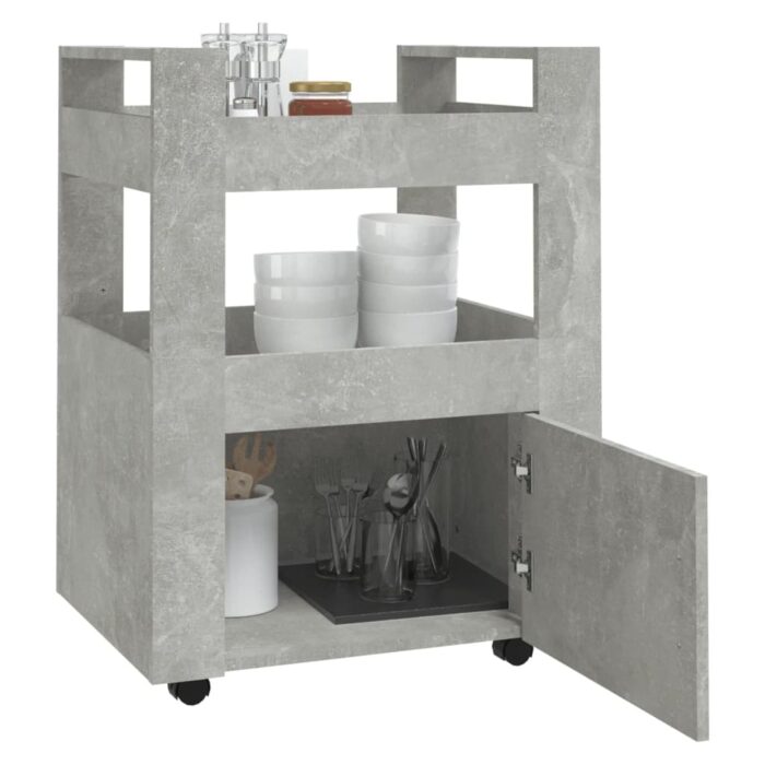 Chariot de cuisine Gris béton 60x45x80 cm Bois d'ingénierie – Image 2